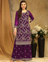 Designer Party Wear Blooming Georgette Salwar Suit Collection Purple Blooming Georgette Sharara Suit Close-up View